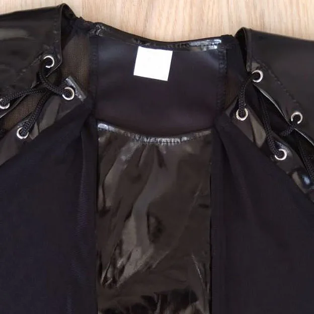 Панк мужские топы с короткими рукавами ПВХ искусственная кожа сексуальные