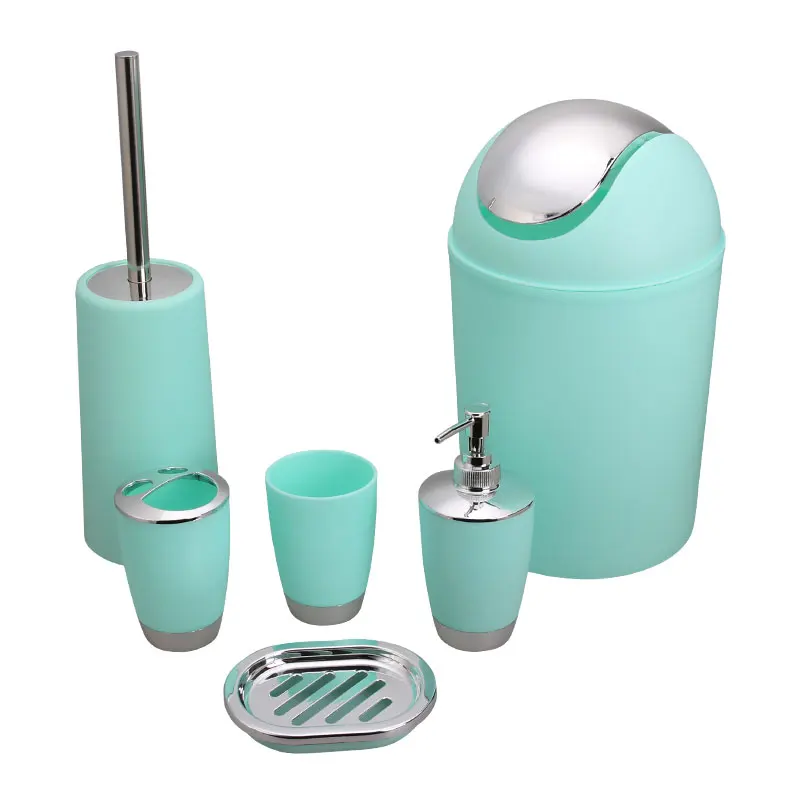 green 6 piece 6 в 1 органайзер для ванной комнаты, аксессуары для инструментов, органайзер для зубных щеток, держатель для дезинфицирующего средства для рук, контейнер для мусора, щетка для хранения шампуня - Цвет: green 6 piece