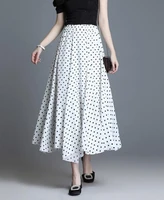 2022 summer spring women polka dot pleat skirt female black high elastic waist party sweet pleated mesh skirt