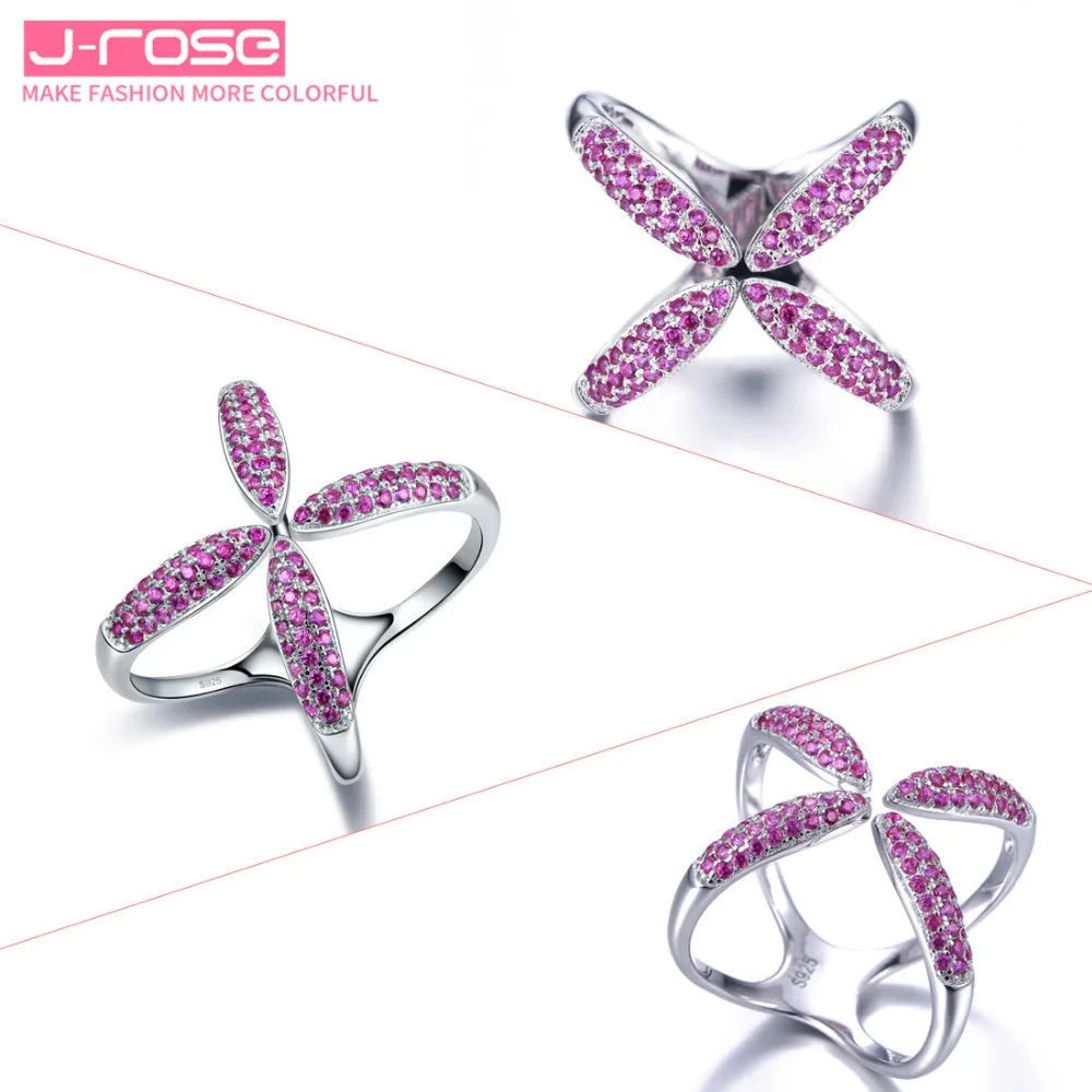 Jrose Ювелирные Украшения Кольца партия Красный CZ 100% S925 стерлингового серебра