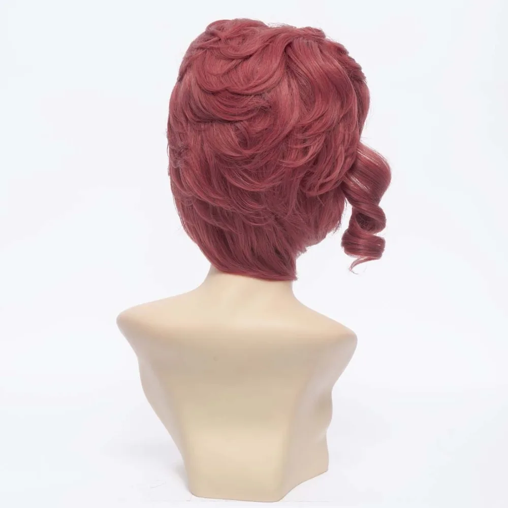 Kakyoin Нориаки JOJO Короткие вьющиеся каштановые Косплэй парик из синтетических