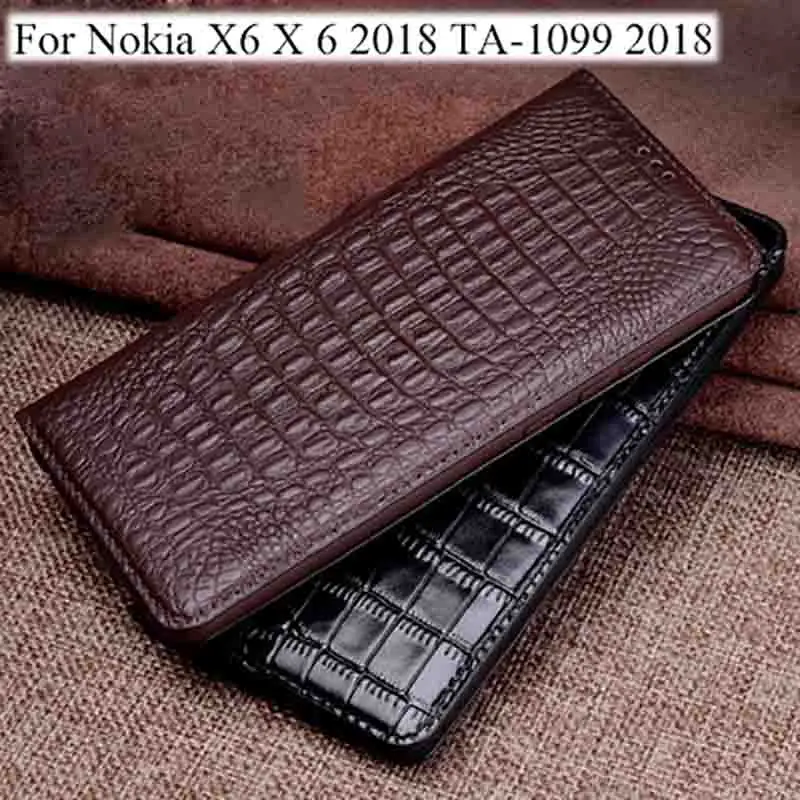 Чехол-книжка из натуральной кожи для Nokia X6 X 6 2018 TA-1099 чехол-накладка NokiaX6 чехол 5 8