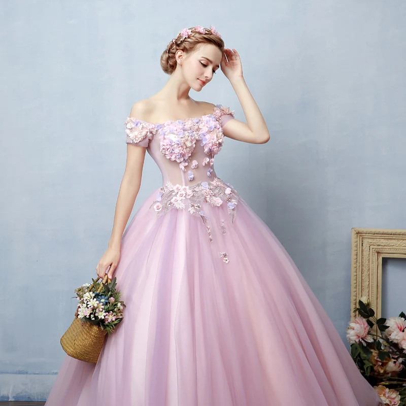Ruthshen Фея пышное платье ручной работы 3D цветы розовый бальное Illusion Vestido дебютантка