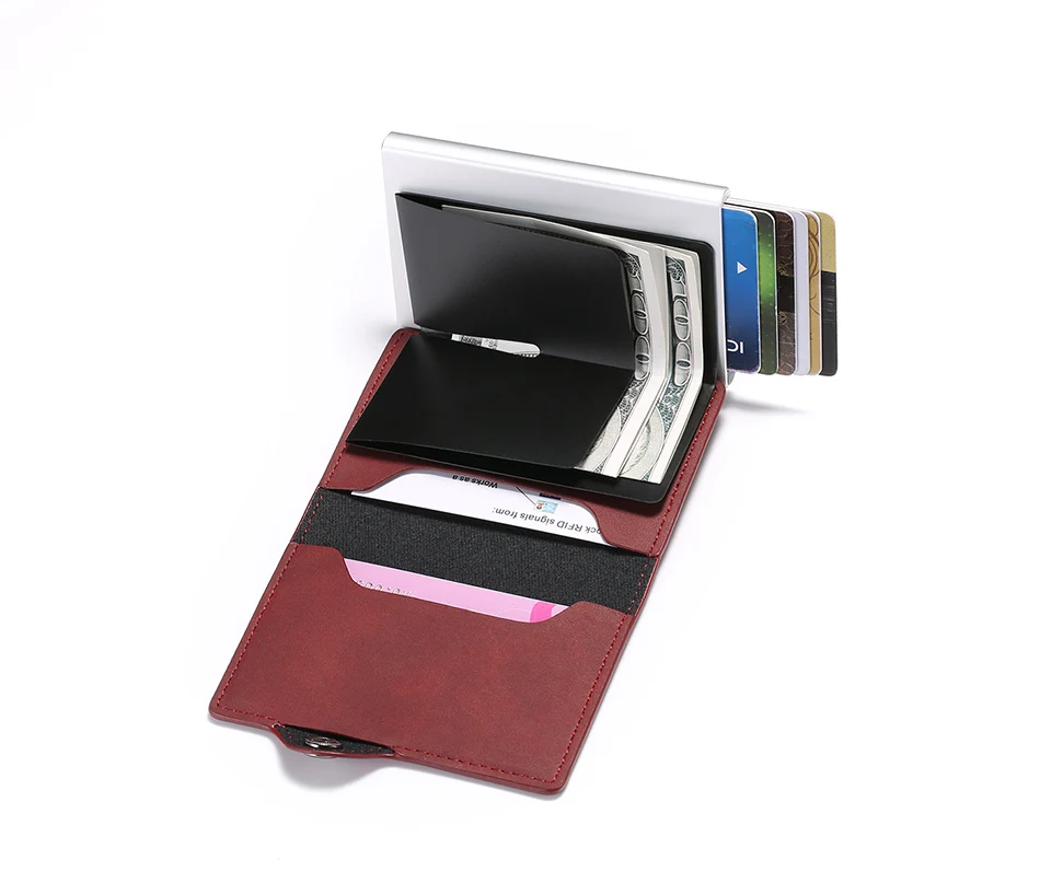 DIENQI Rfid Мини кожаные мужские кошельки, винтажные тонкие мужские Волшебные металлические кошельки, маленький кошелек, держатель для карт, двойной валлет, кошелек для денег