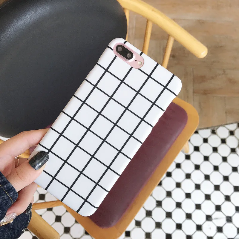 POBLU Retro Grid Phone Case For iphone XS Max X XR 8 7 6s Plus Back Cover Fashion Hard PC Shell Geometric Art Lines Capa |