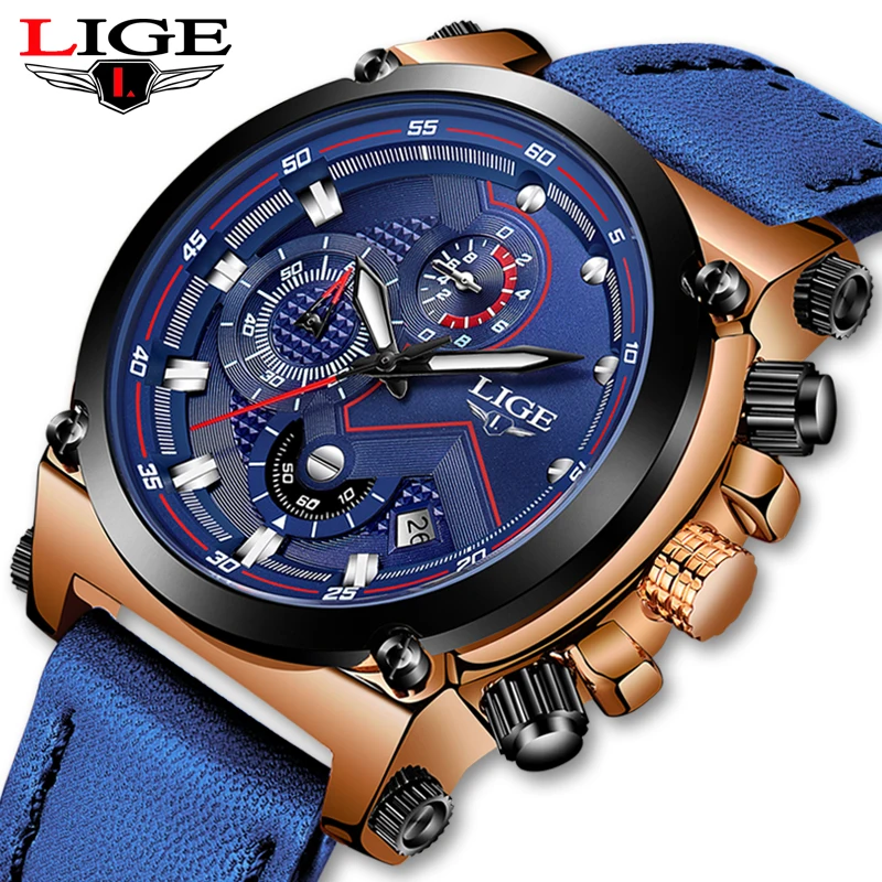 

Reloje 2021 LIGE Men Watch Male Leather Automatic date Quartz Watches Mens Luxury Brand Waterproof Sport Clock Relogio Masculino