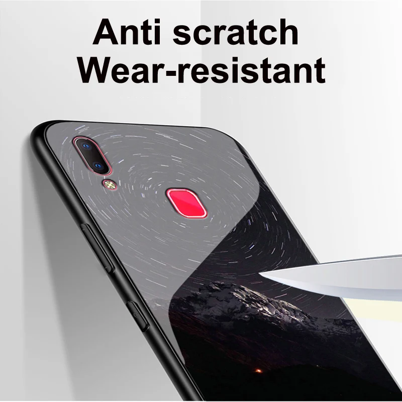 Чехол для vivo Y91 с закаленным стеклом звездного неба + тонкий жесткий чехол