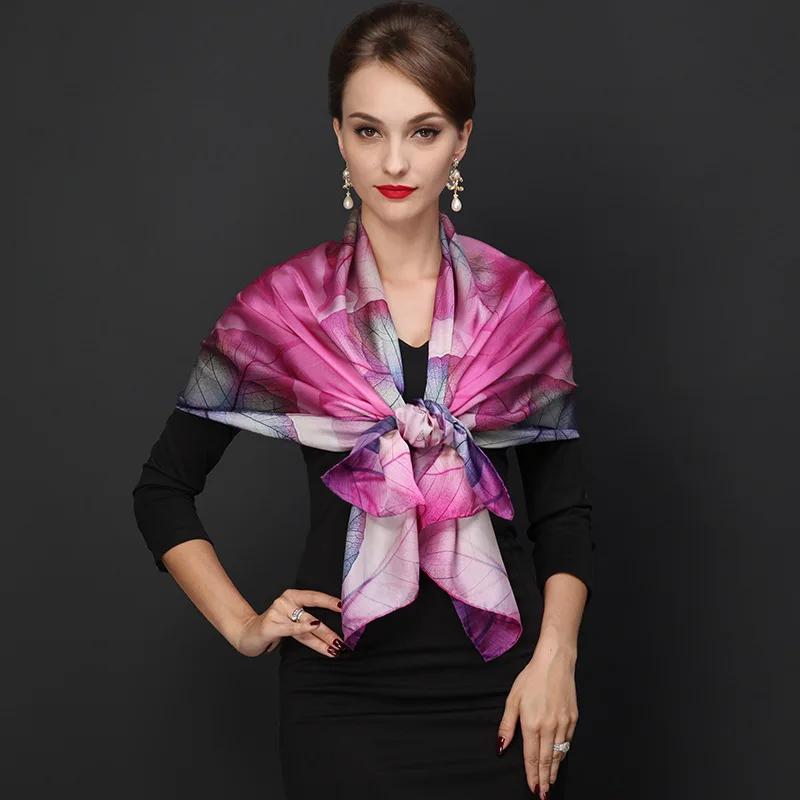 Высококачественный шарф из 100% натурального шелка шаль платок хиджаб для женщин