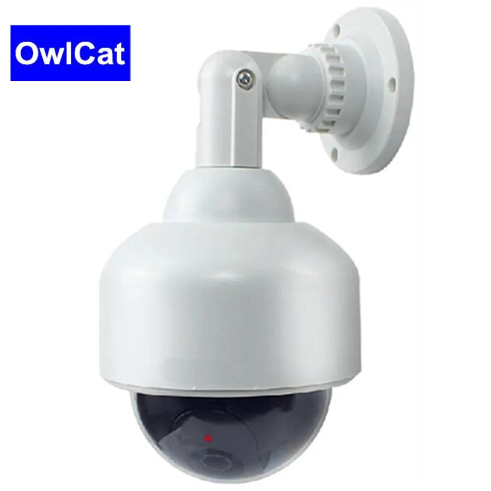 OwlCat Крытый/Открытый PTZ скоростной корпус Купола Манекен безопасности CCTV камера поддельные камеры Питание от батареи Мерцание Blink светодиодный