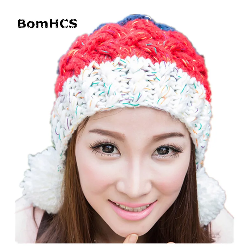 Милая женская вязаная шапка BomHCS ручной работы с толстым кабелем теплая мягким - Фото №1