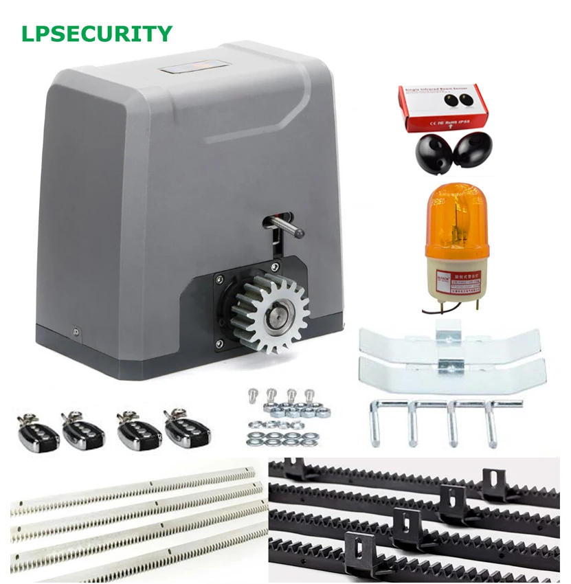 LPSECURITY 1000 кг автоматические ворота открытый раздвижные ворота мотор открывалка с фотоячейками, светильник сигнализации, кнопка, брелоки, стойки 4 м 5 м 6 м