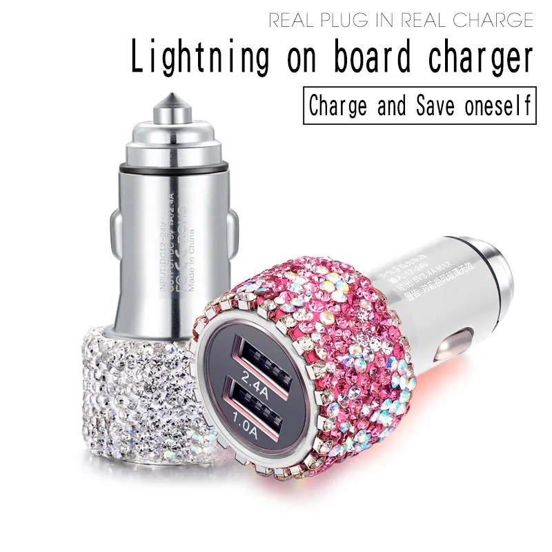 Автомобильное зарядное устройство с бриллиантами USB для мобильного телефона