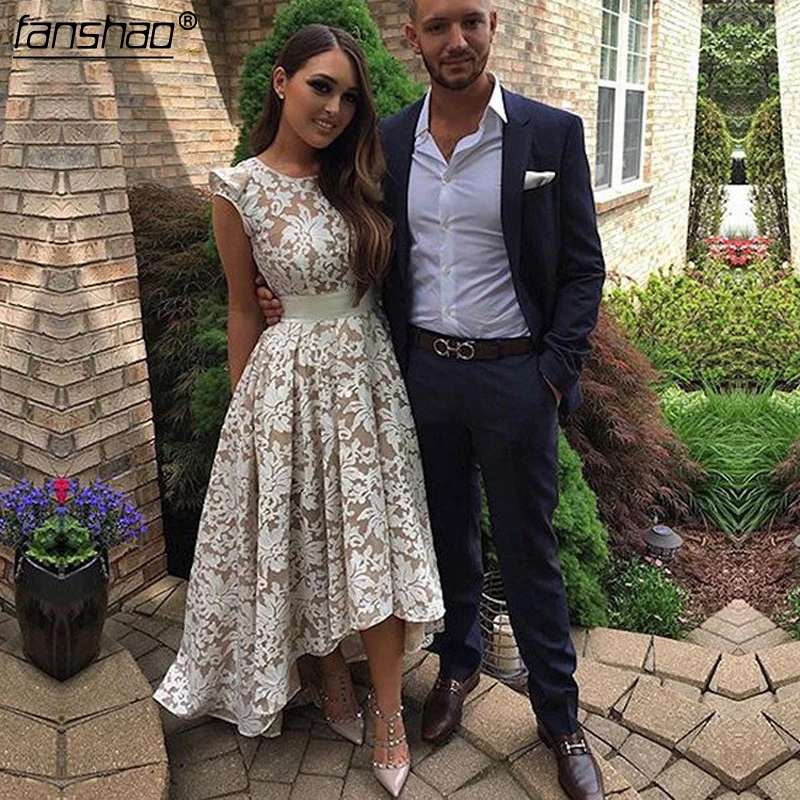 Кружевные платья для встречи выпускников винтажное платье А-силуэта с поясом Hi Low