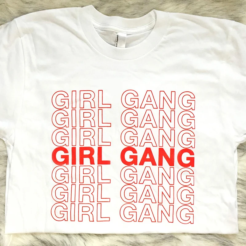 2018 Vogue Girl Gang забавные белые футболки с принтом летние хлопковые топы короткими