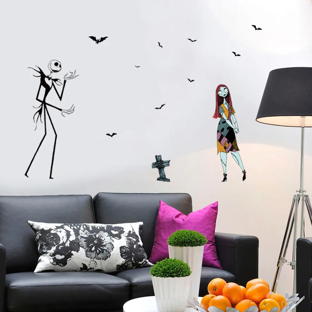 Halloween Witch Background Decorated Home Living Room Bedroom Wall Stickers Grim Reaper pegatinas de pared 18Sep | Дом и сад