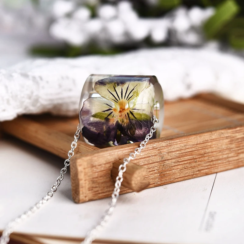 Danze уникальный ручной работы Boho прозрачный пластик сушеный цветок колье с