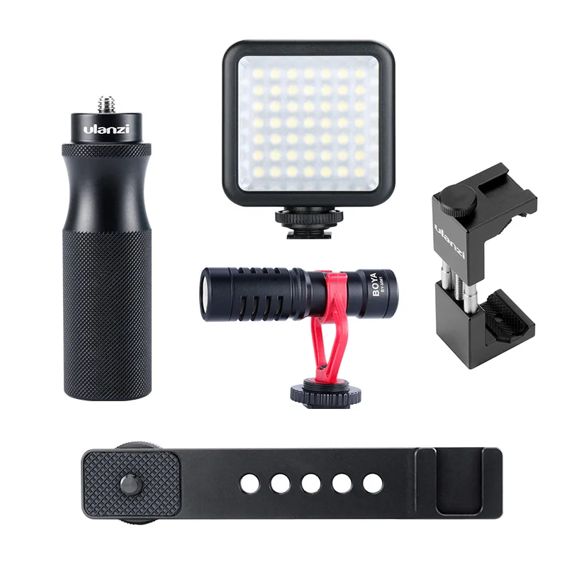 U-40 Kit 2 Ulanzi U-40 Vlog ручка w 1/4 Холодный башмак Крепление Адаптер для микрофона светодиодный светильник Vlogging Kit живое вещание видео ручка - Цвет: U-40 Kit 2