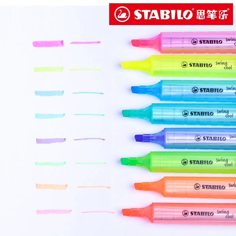 

Authentic STABILO 275# Fluorescent Pen Swing Cool Portable Marker 3mm Student Note Color Highlighter Pen 8pcs/lot