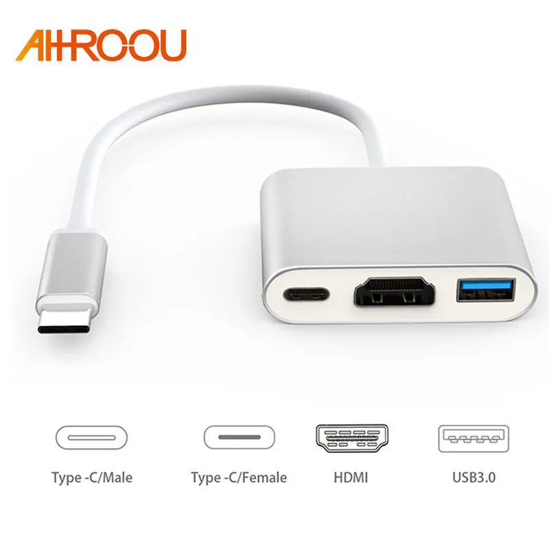 AHHROOU Новый USB 3 1 Тип C к HDMI 0 концентратор адаптер Type удлинитель HD 4K для Macbook Air 12