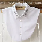 Женская кружевная блузка розового цвета с воротником-рубашкой, белая полурубашка, фальшивый воротник, полурубашка, блузки с воротником со съемным воротником