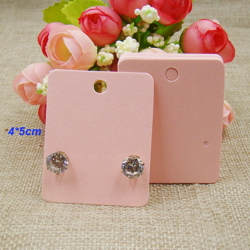 Оптовая торговля жемчужно розовые бумажные серьги гвоздики карты 200 шт + opp мешок