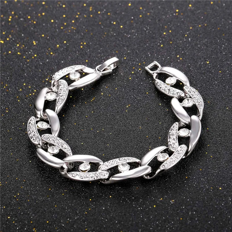 U7 Позолоченный/ Платиновый Покрытием Цепь Браслет Со Стразами для Женщин