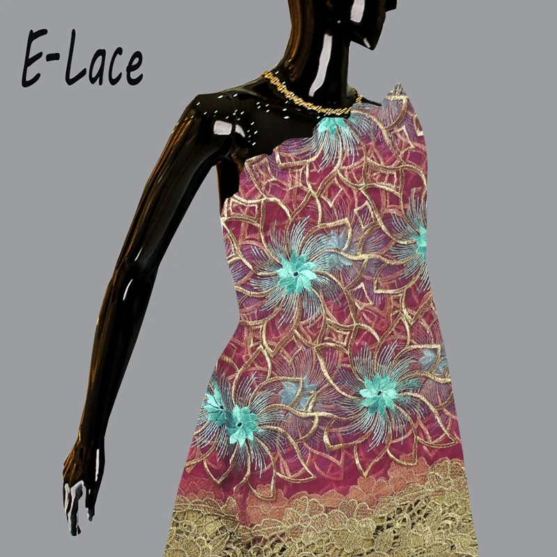 Африканский кружевной ткани 2017 цветы вышитый тюль французский чистая