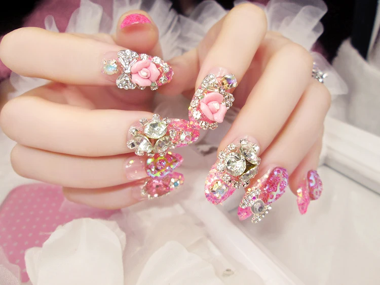 Готовый продукт 24 шт искусственные ногти блестящее украшение искусственная кожа