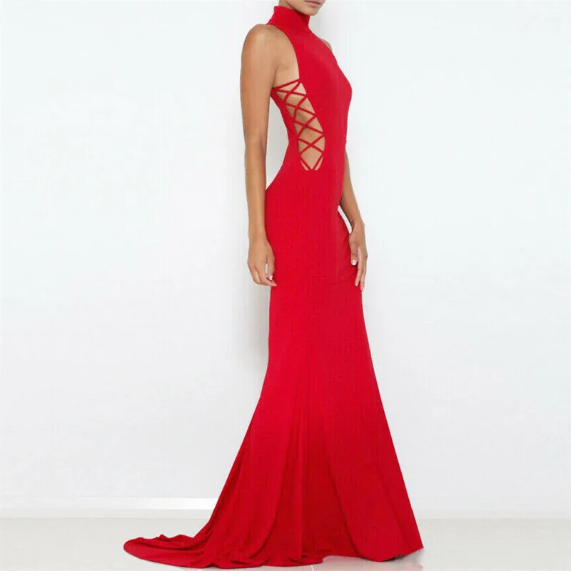 Женское длинное платье-Русалка Boho Maxi Club Красное Длинное Платье для вечеринки