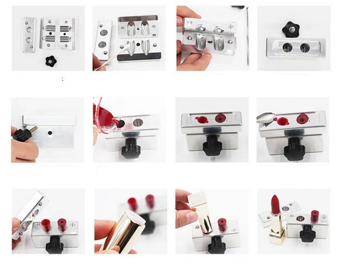1 Set 6 Cavities/holes Aluminum Lipstick Mould Mold_Moondrop Nail Shape 12.1mm DIY Homemade Lip Stick Makeup Tool