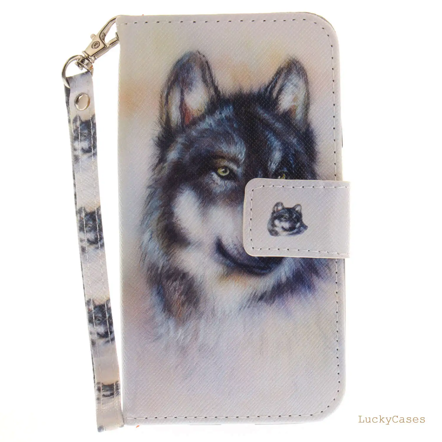 Черная кошка тигр Волк Мопс Leopard обезьяна Магнолия животного Флип Бумажник PU