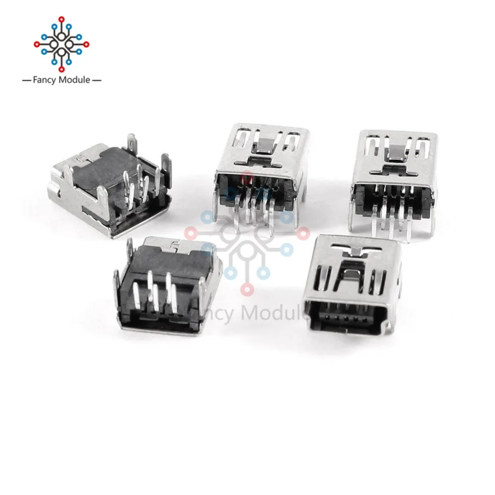 20 шт. мини USB Type B 5 контактный гнездовой разъем под прямым углом|connector jack|connector