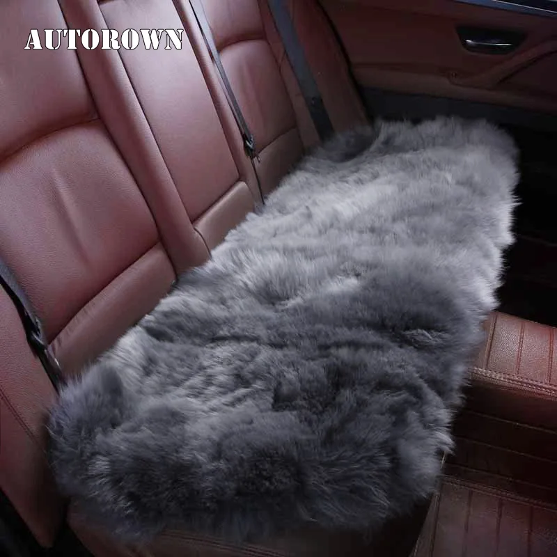 AUTOROWN Универсальная накидка на заднее сиденье автомобиля Осень-зима Меховые накидки из натуральной овечьей шерсти Длинный ворс Авто аксессуары для интерьера салона Всесезонный 6 цветов удобный и мягкий