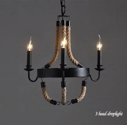 Винтажная люстра 3 света Классическая ткань металлическая живопись для столовой