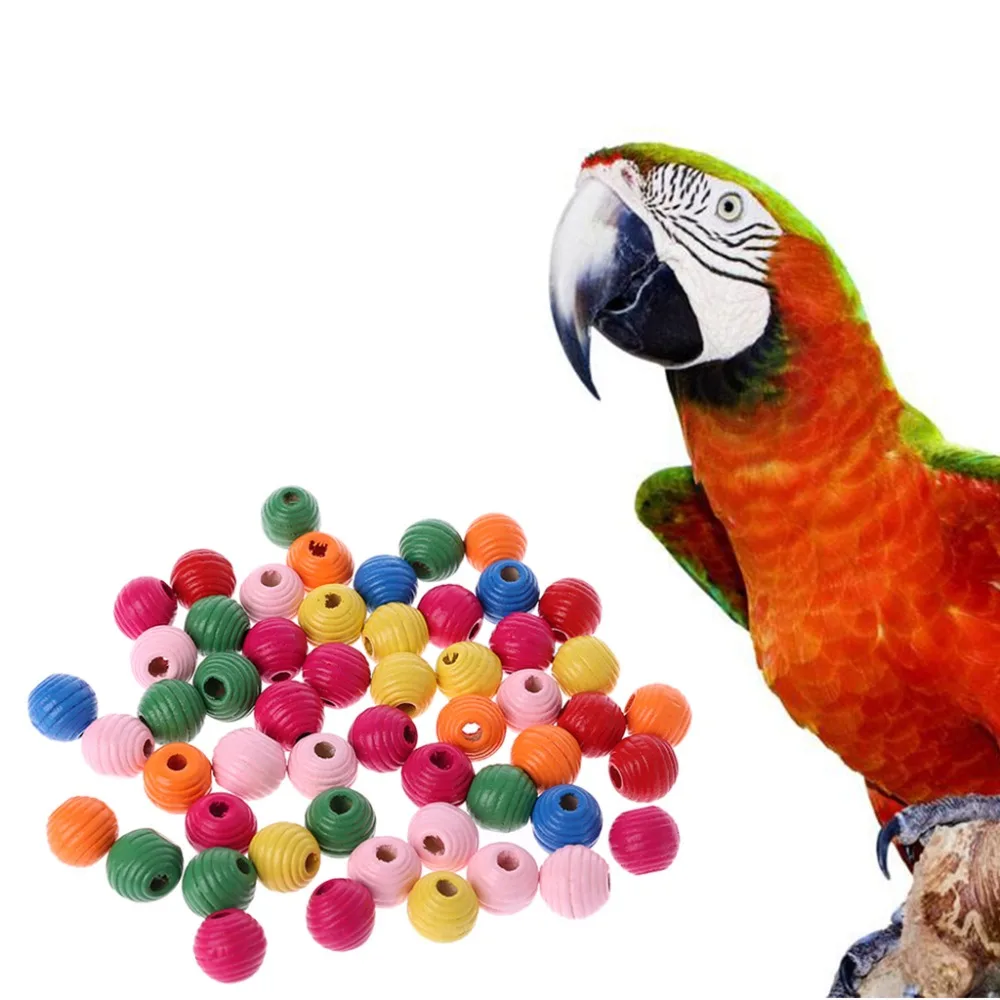 

50Pcs/Bag Wooden Bird Parrot Bite Toy Multipurpose Colorful DIY Beads Decoration Accessories--001