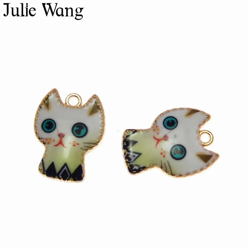 5 шт. в наборе Золотая основа из сплава Julie Wang белая эмалированная подвеска с милым