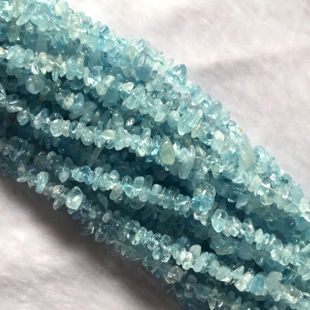 Высококачественные Натуральные чистые синие аквамариновые бусины Nugget Chip Loose Beads