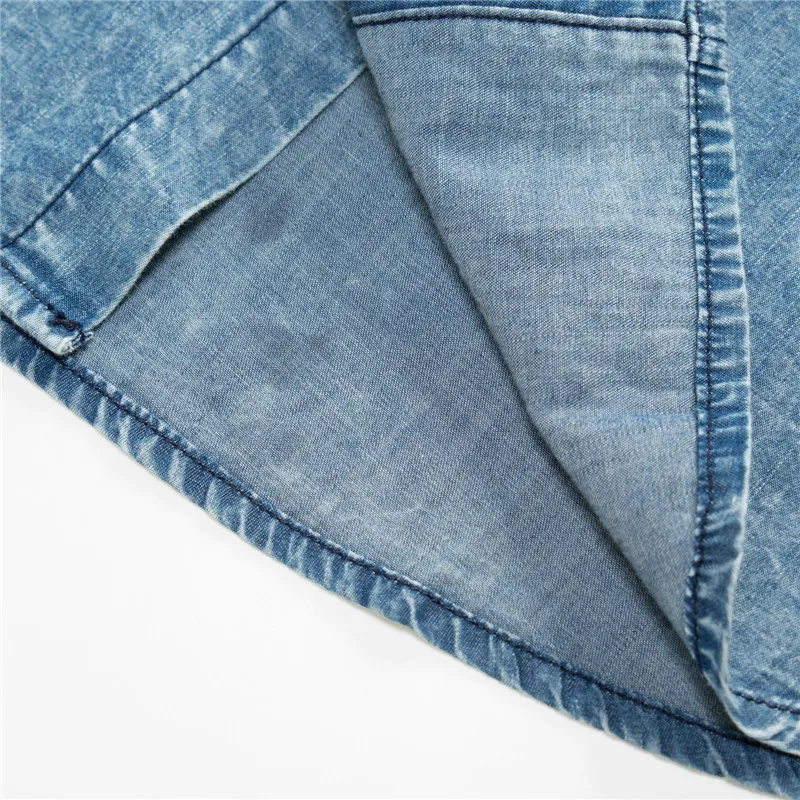 

New vogue Fashion Men Denim Shirts Long Sleeve Pocket 111% Cotton Casual Plus Size Male Social Jeans Shirts Streetwear XXXL