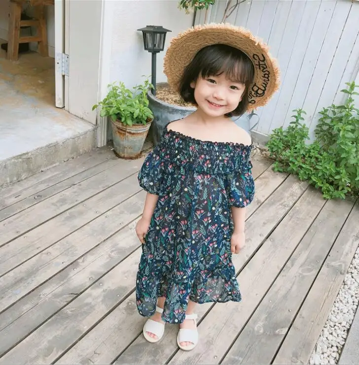 Новинка 2019 года летнее шифоновое платье с принтом для маленьких девочек модные