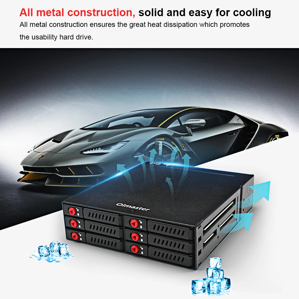 6 отсеков Мобильная стоечная Плата Поддержка 2,5 ''SATA HDD SSD жесткий диск с охлаждающим вентилятором шкафчик Горячая замена 6 Гбит/с для ПК 5,2" отсек для дисков