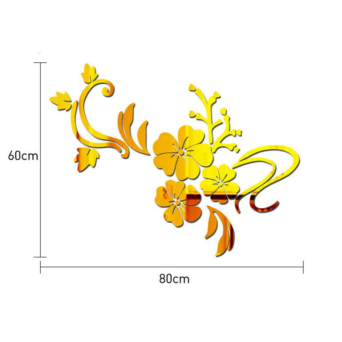 3D зеркальный цветочный художественный Съемный Настенный стикер наклейка