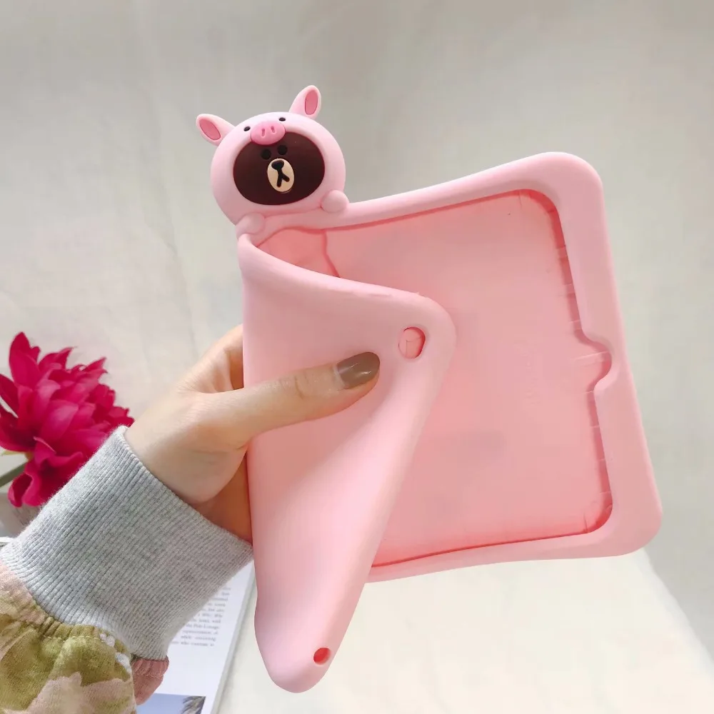 Чехол для IPad 9,7 Pro 9,7 11 Air 1 2 чехол s силиконовый чехол-подставка для iPad 5 6 Air1 Air2 розовый поросенок Медведь милый детский чехол