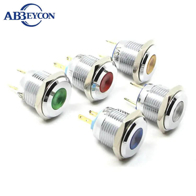 16mm led illuminated Rohs CE Waterproof 12V Led Indicator, Led Signal Lamp pilot light