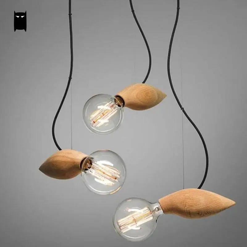 Подвесной светильник из натурального дубового дерева современный скандинавский