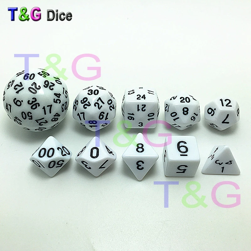10 шт. набор черных цифровых кубиков с сумкой T & G высокого качества d4 d6 d8 2xd10 d12 d20 d24
