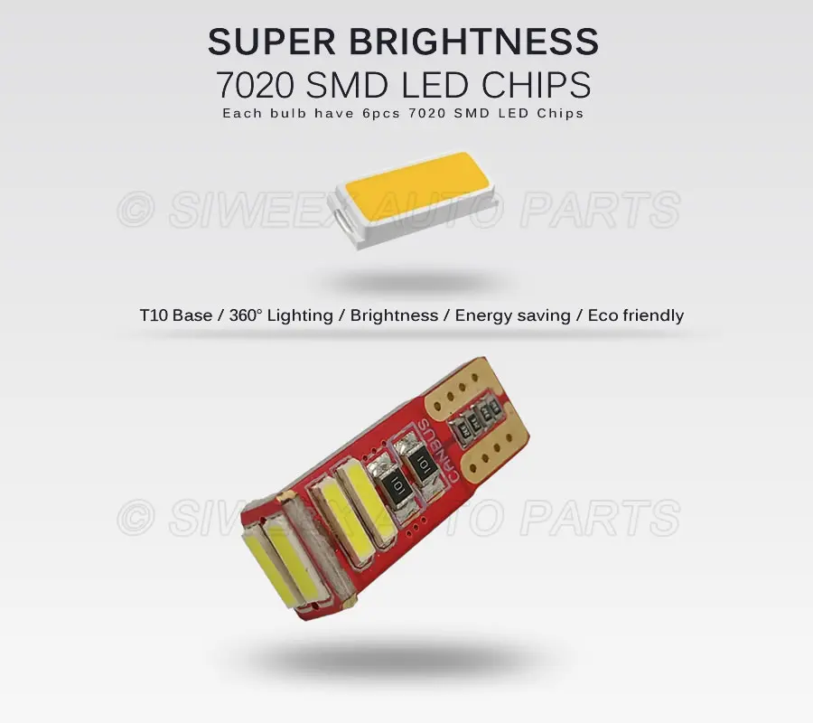 2 шт. Автомобильные светодиодные лампы 12 В DC T10 7020 6 SMD|interior light|auto interiorcar panel led light |