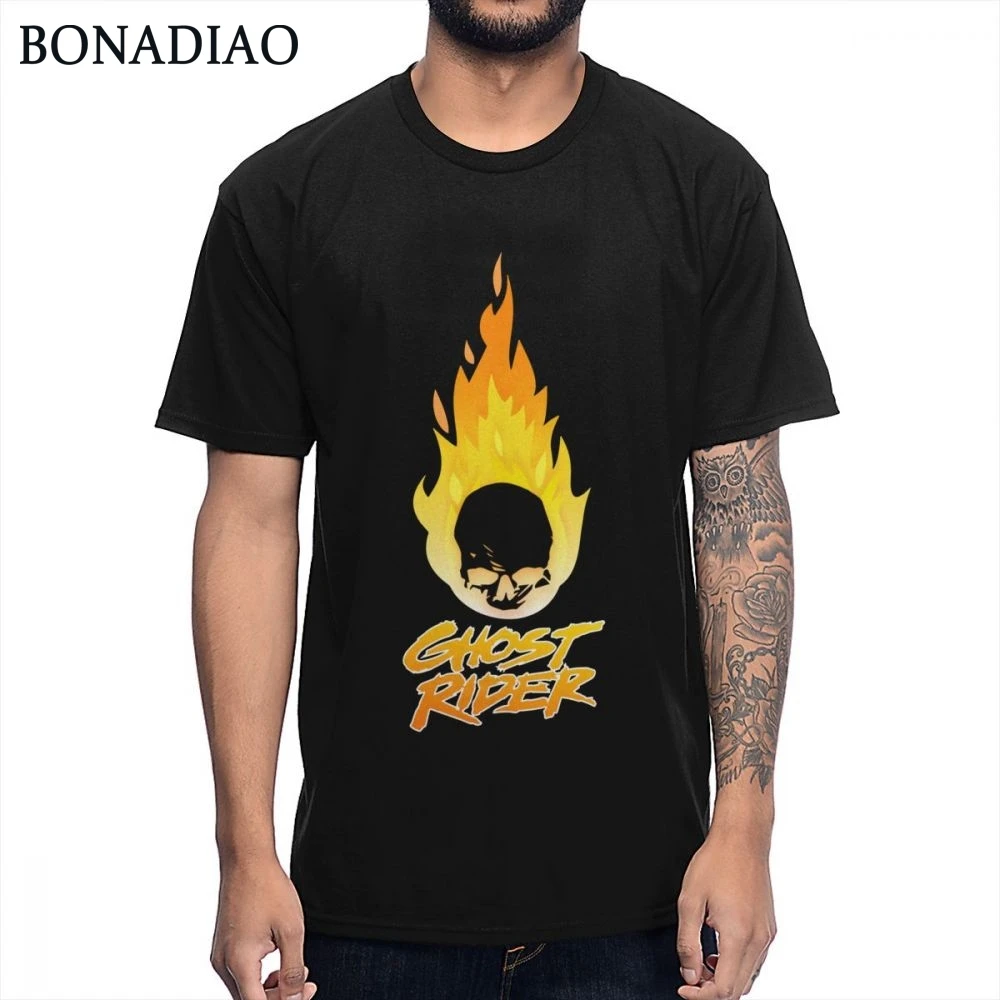 Крутая Дизайнерская футболка с принтом Ghost Rider Skull летняя модная уличная из