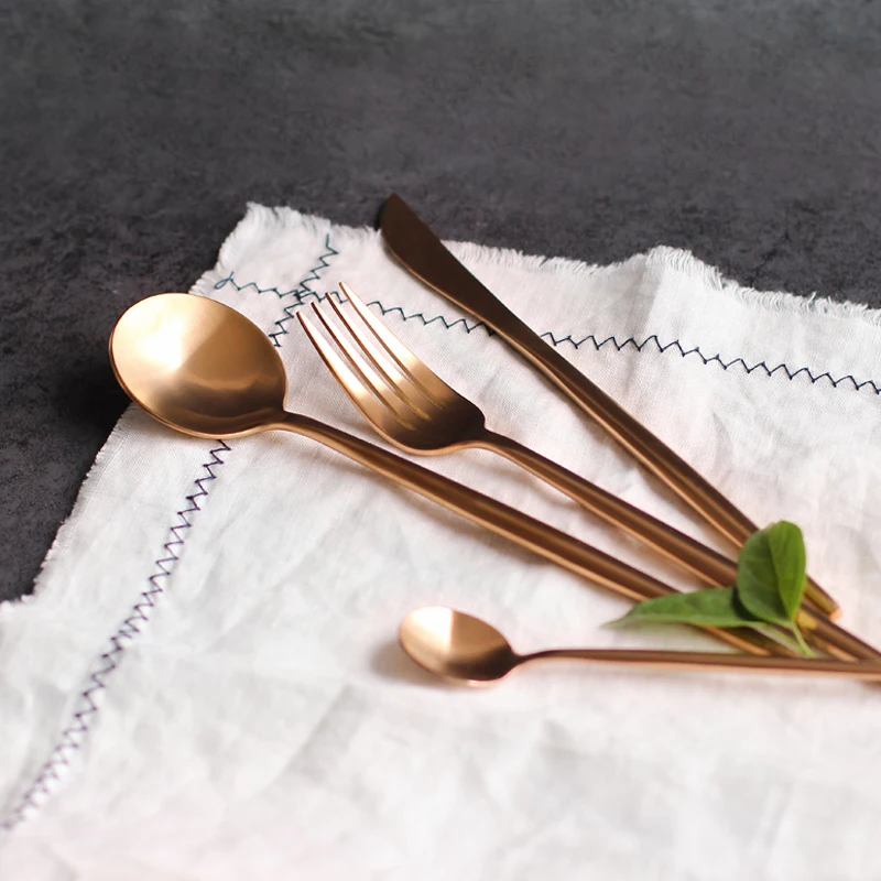 1 лот/24 шт Роскошные Розовые золотые столовые приборы набор винтажные