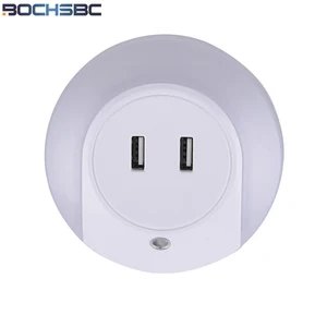 bochsbc 2 usb charging socket led lights charger bedroom night light for iphone xiaomi mobile phone mini energy saving lamps free global shipping