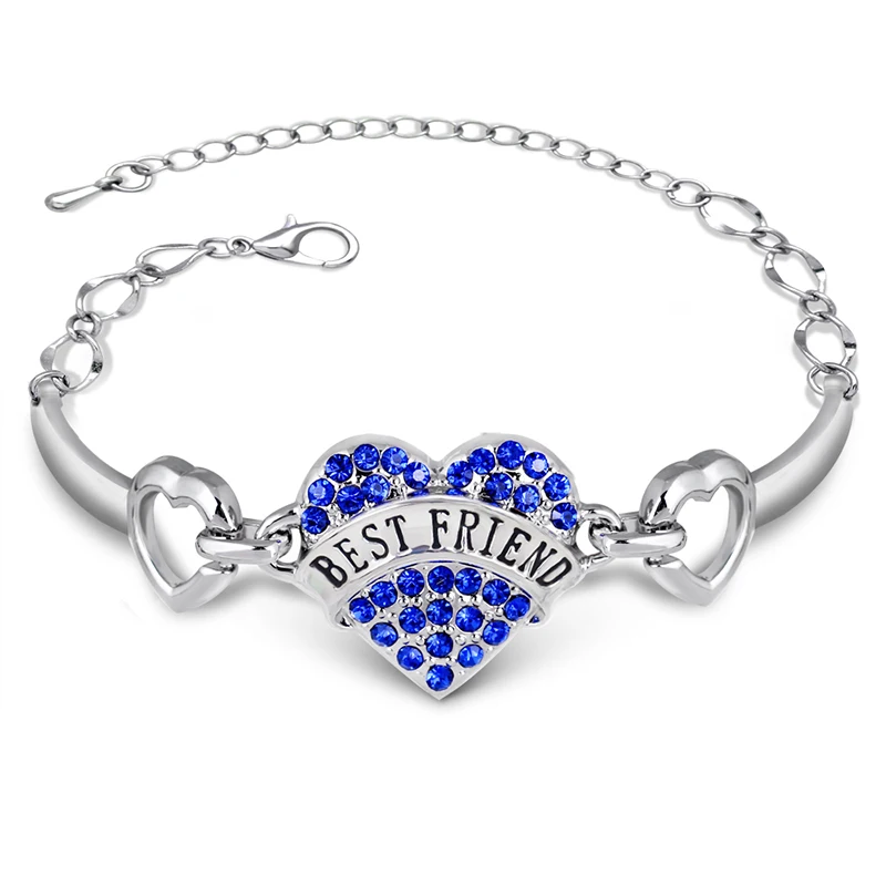 XIAOJINGLING Crystal Pendant Bracelet Pink/White/Blue Heart Bangles Bracelets Women Jewelry Best Friend Gifts Christmas | Украшения и